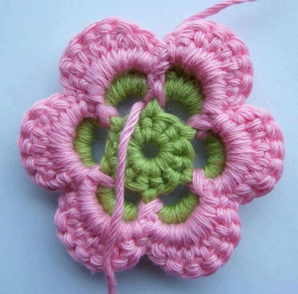 βελονάκι-όμορφα-δημιουργικό-βελονάκι-λουλούδια-σε-ροζ-και-πράσινο