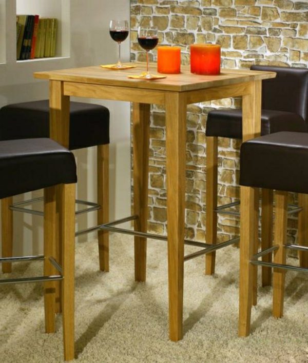 дървен бар маса с-дървени столове идея за дизайн