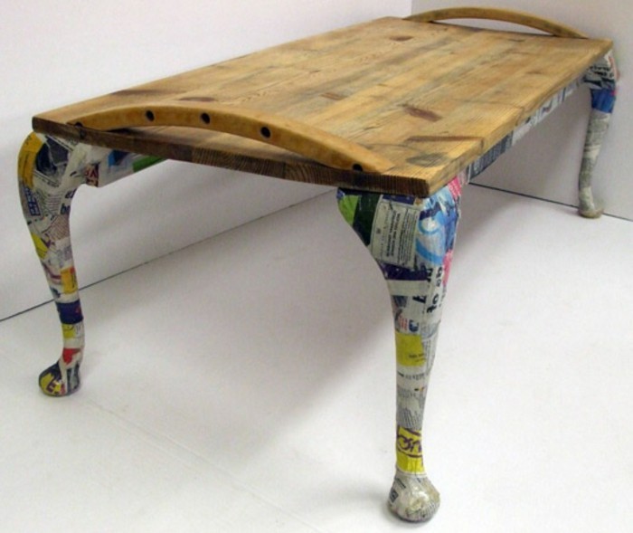дървена маса рециклиране мебели-интересен дизайн
