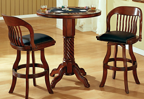 дървен бар маса настройка с-столове-идея за дизайн