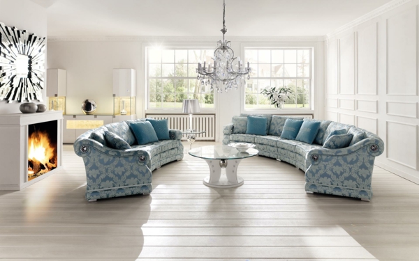 semicirculares sofás-color azul diseño Idee