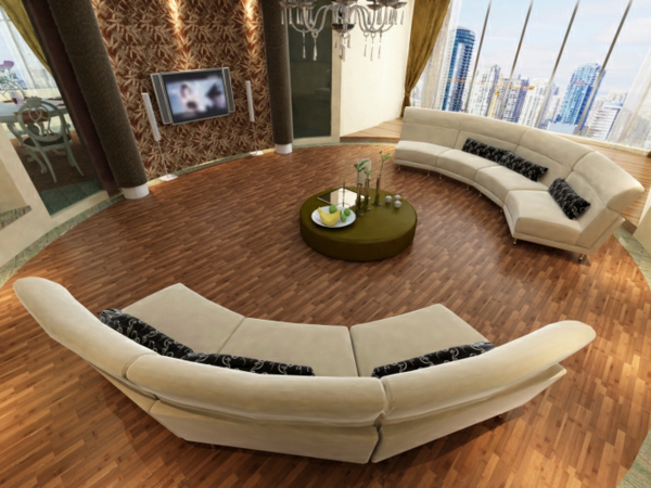 félkör alakú kanapé bézs