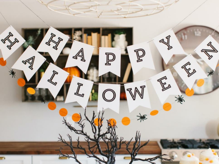 Tee Happy Halloween garland itse, koristeluideoita lapsille ja aikuisille