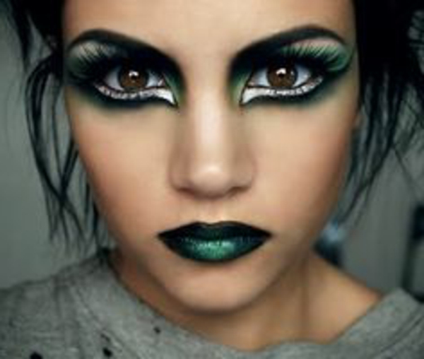 Halloween šminka ideje vještica-zeleno-usne
