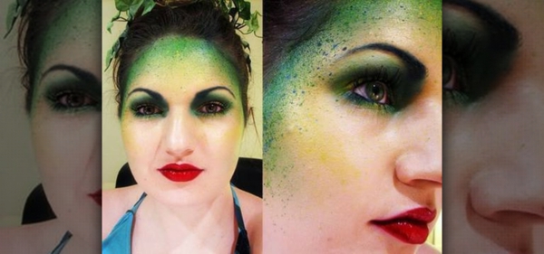 Halloween make-up predložak zeleni čelo