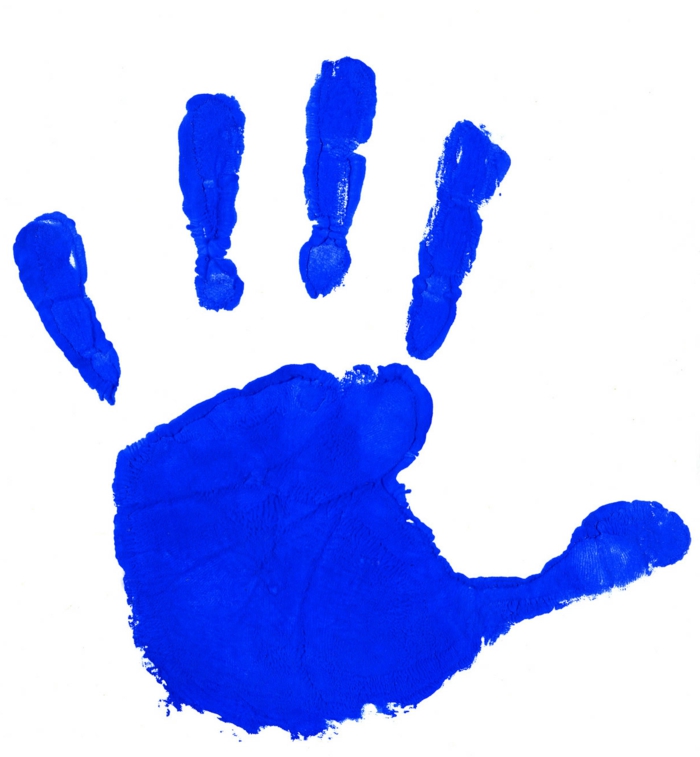 huella de la mano imágenes - una mano azul