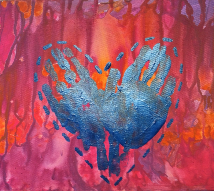handprint kép - bird, heart