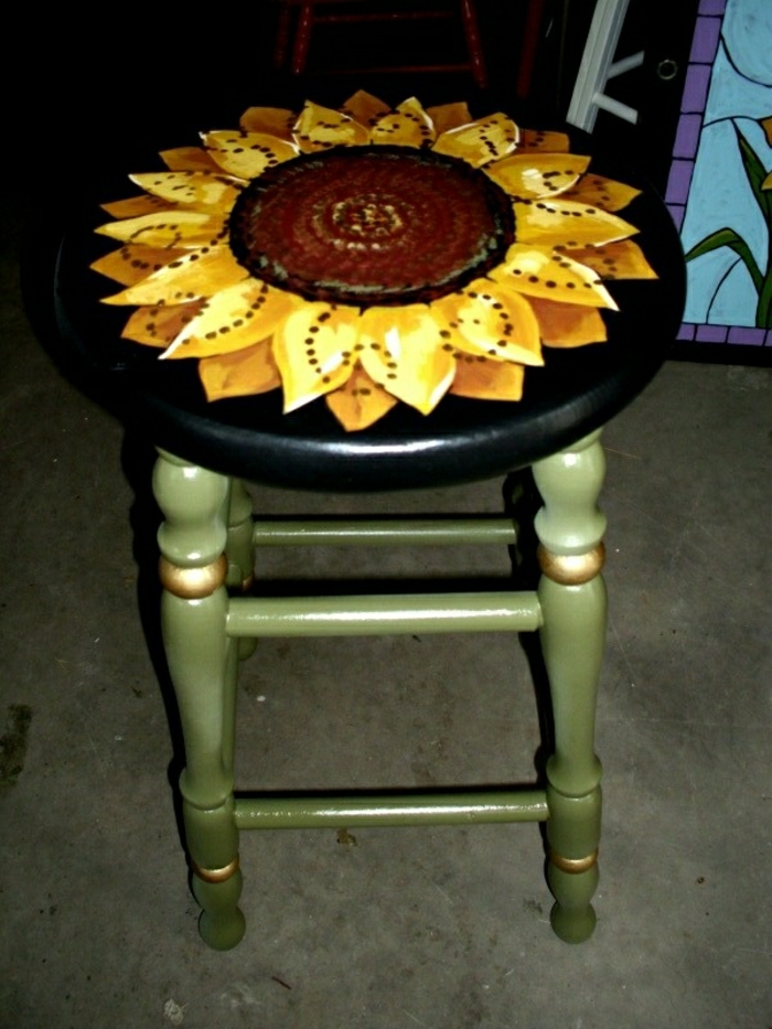 Ručno oslikana stolica drva Suncokret crtanje
