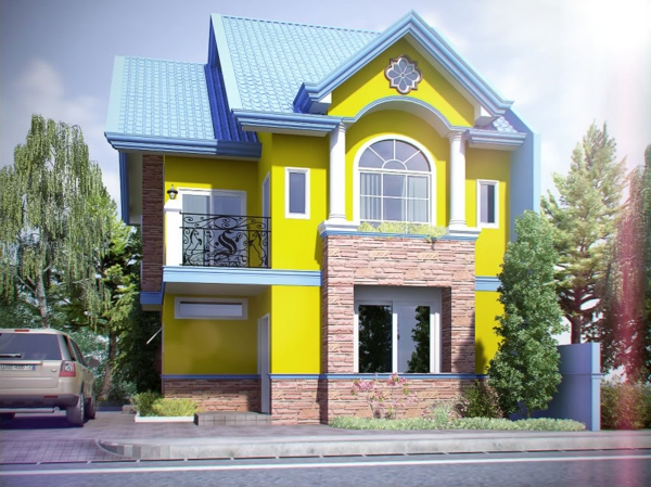 hausfassade boja-zanimljivo-žuto-kuća
