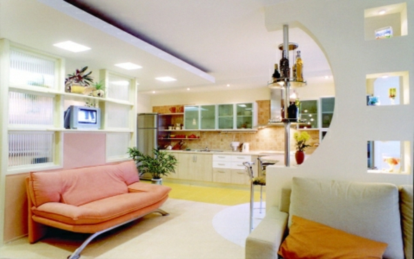 تصميم مشرق غرفة المعيشة أريكة في لون الخوخ