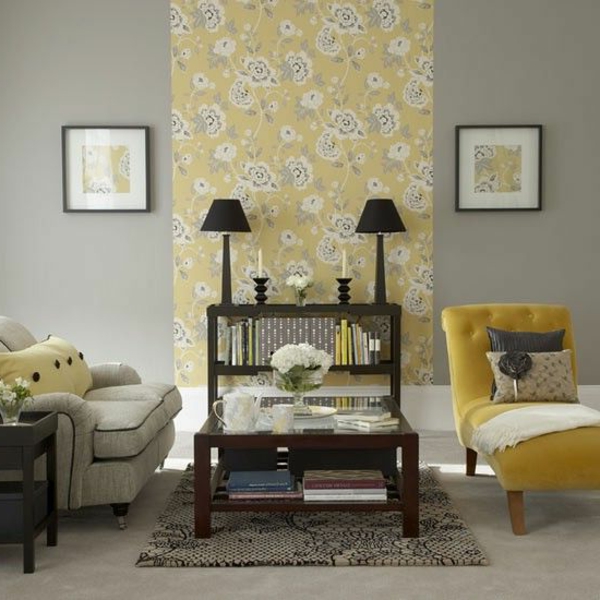 luz amarilla-wallpaper-en-sala de estar