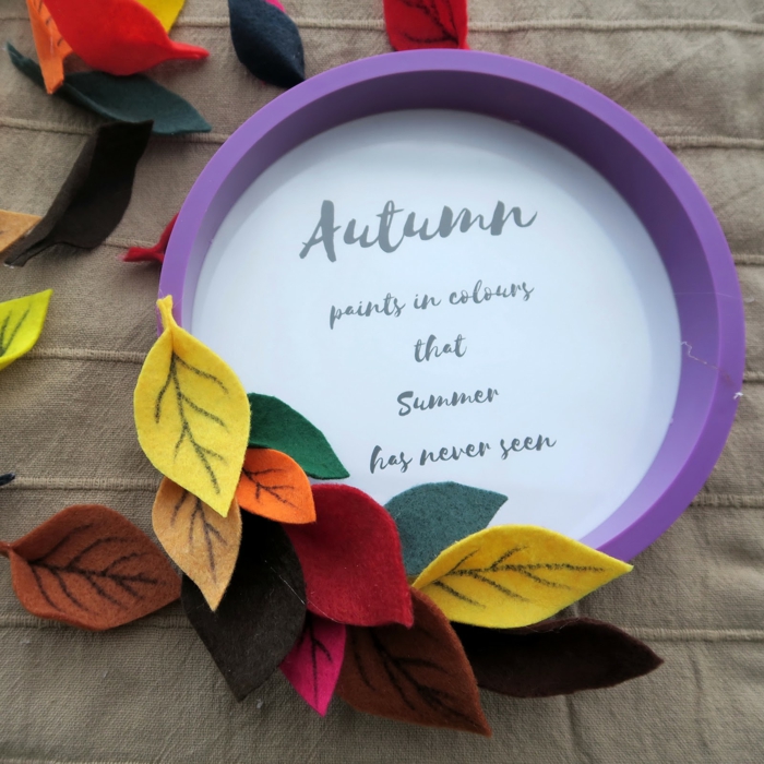 да направите есенния венец себе си, материали рамки и филц листове, хладен идеи DIY да се имитират