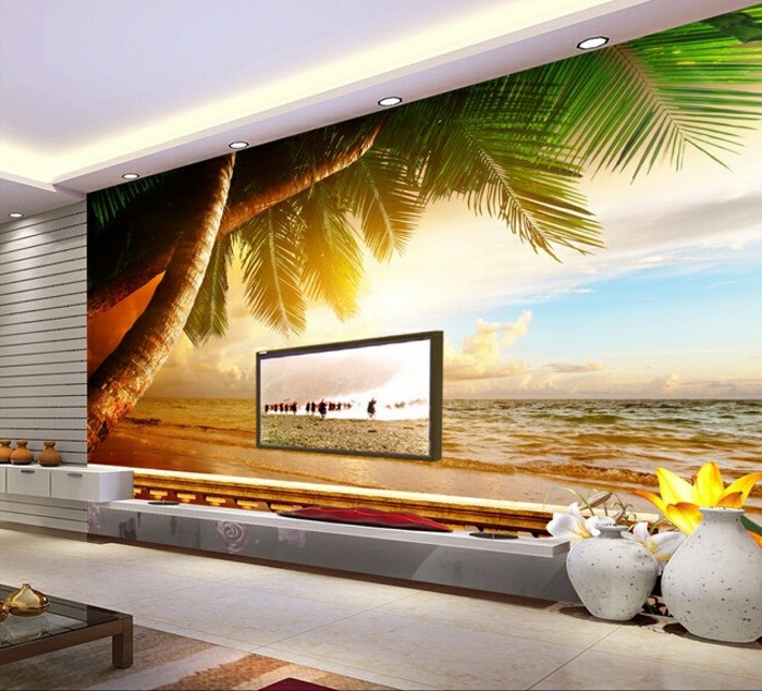 precioso-modelo de la foto del papel pintado exótico-diseño-moderno-sala de estar
