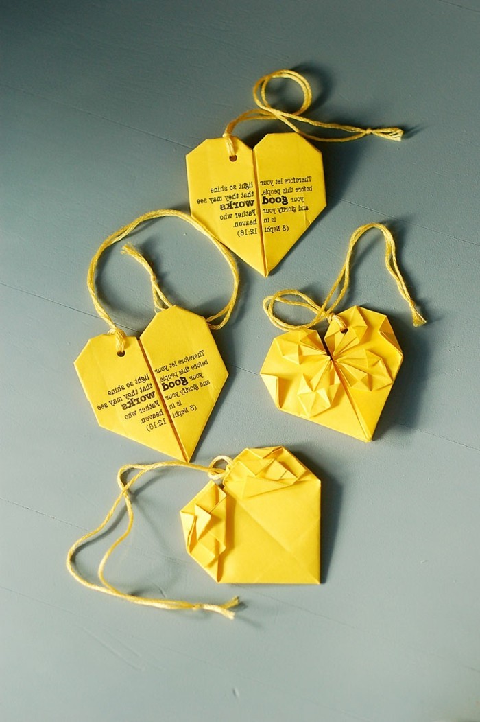 -Realización de corazón Origami super hermosa-amarillo-design-marcadores de bricolaje