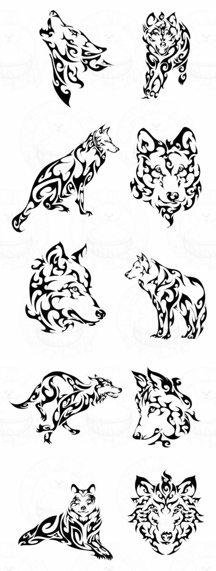 племенни вълци - тук ще намерите много различни идеи за велики племенни татуировки вълк