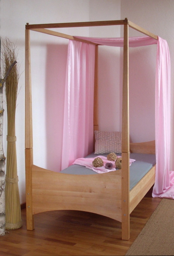 cielo cama-habitación de los niños-cortinas rosadas - diseño simple