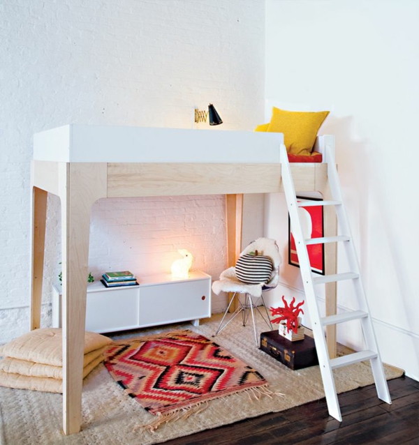 High-camas con-escaleras-de-pequeños espacios