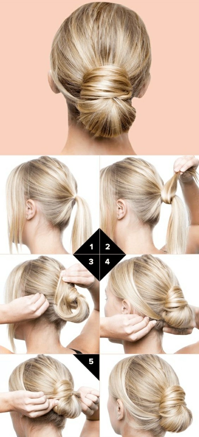 Make-to-μιμηθούν-ξανθιά-λεία μαλλιά-pin up-εγχειρίδιο-χτένισμα-yourself κότσο hairstyles-