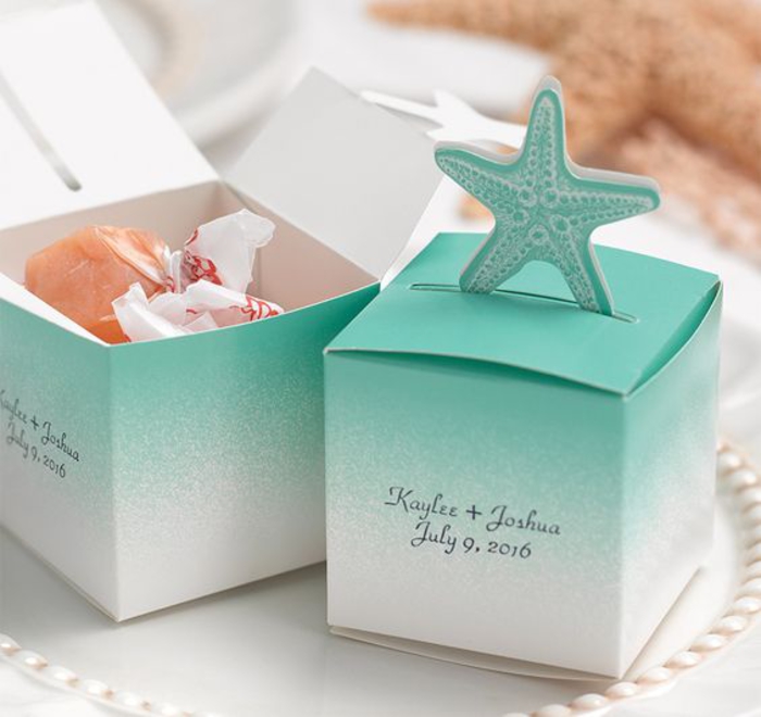 kutija s morskom zvijezdom, slatkišima, ambalaži, izraditi vlastiti deko, darove za goste
