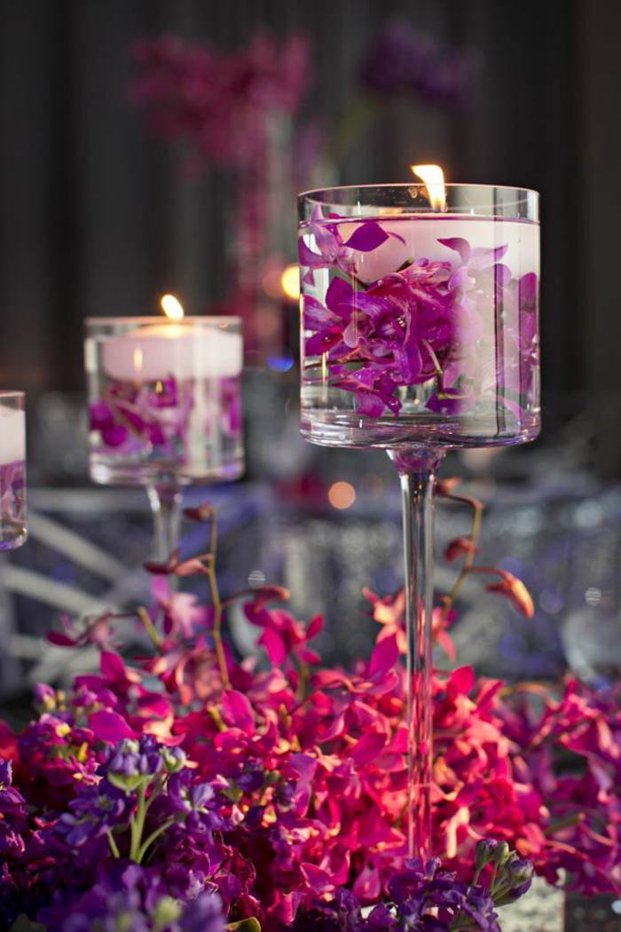 Hochzeitsdeko-紫色花tischdeko-tischdekoration婚礼