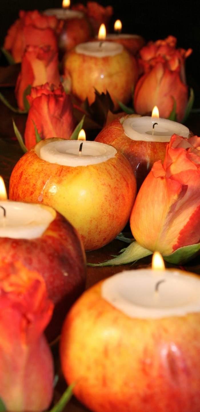 Hochzeitsdeko сам-направи ябълки, във вид на tischdeko Свещник цвете