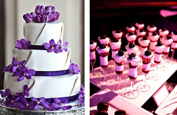 сватбена торта в лилаво-две снимки