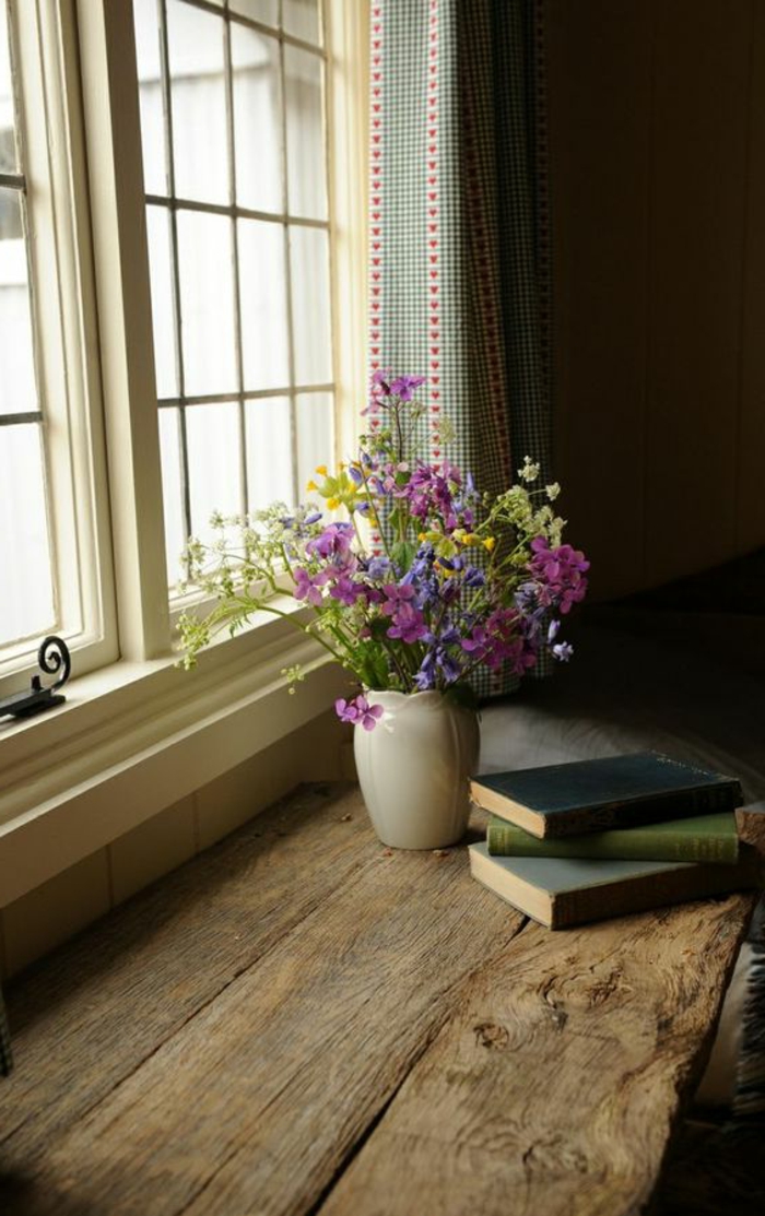 prozor drveni prozor ukras cvijeća prozorska prag sirove tkanine
