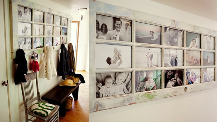 vanha valkoinen ovi valokuvakehysmuodossa, seinä, käytävä, seinäkoriste