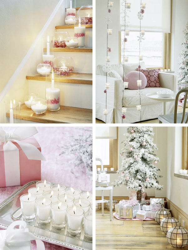 color principal blanco para velas como una hermosa decoración elegante para Navidad