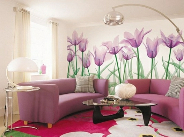 grandes ideas-para-pared de diseño-en-estar-púrpura-color del tema