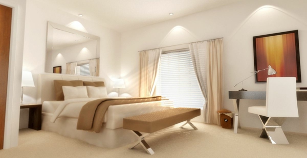 अप्रत्यक्ष प्रकाश व्यवस्था के लिए बेडरूम का डिजाइन विचार