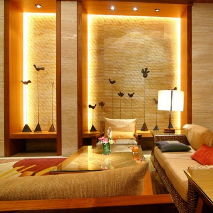 -indirecta iluminación de la pared del color amarillento-para-sala de estar de lujo-