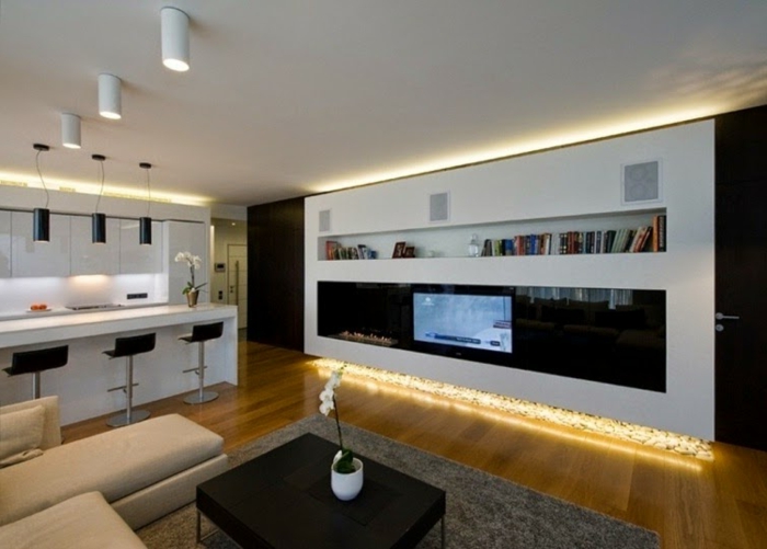 Éclairage indirect au plafond propre accumulation-vie attrayant chambre