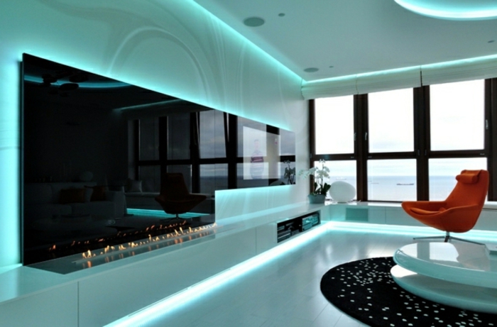 indirekt világítás vezetett modern elegáns nappali-