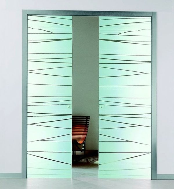 puertas interiores de vidrio turquesa de color moderno