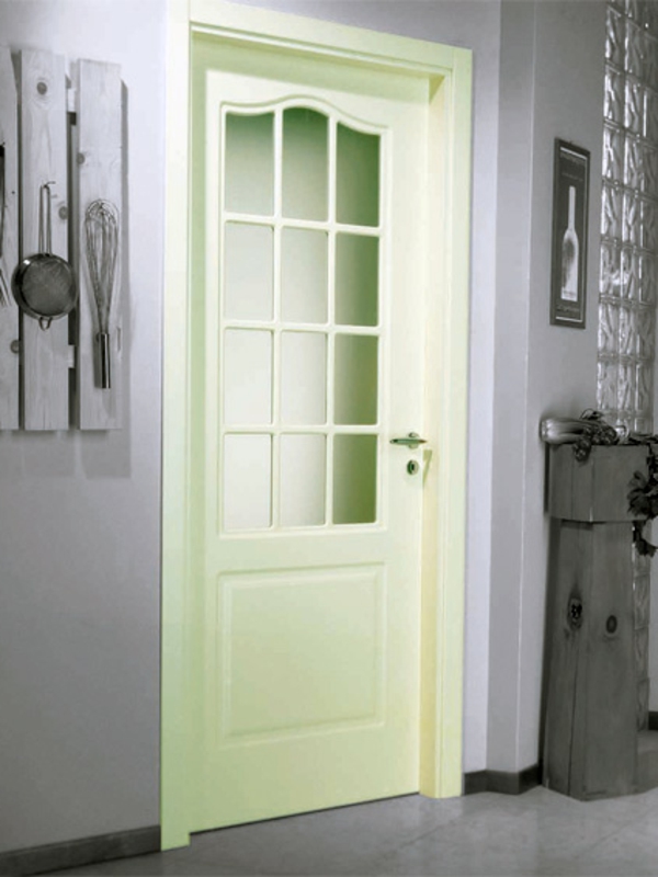 Puertas interiores con vidrio, luz verde, para la cocina