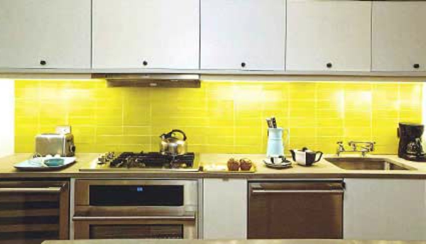 Zanimljiva boja moderna žuto-kuhinja-zid