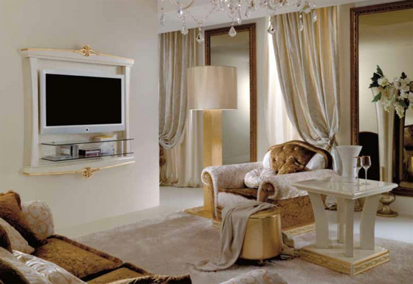 الإيطالية-غرفة معيشة فائقة التصميم البيج اللون