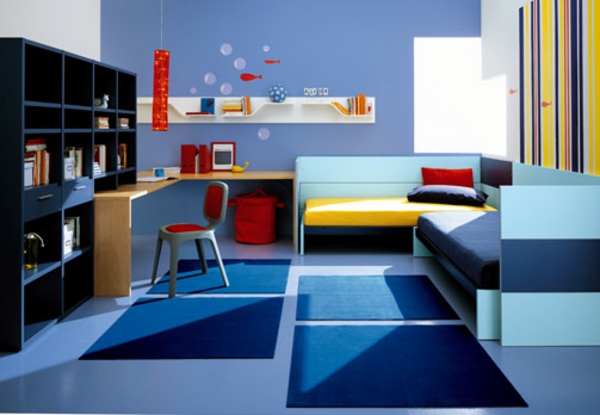 استخدام اللون الأزرق لغرفة الشباب
