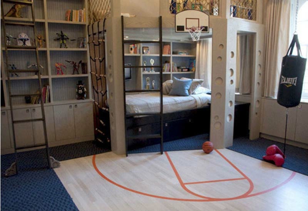 dormitorio juvenil interior configuración de baloncesto