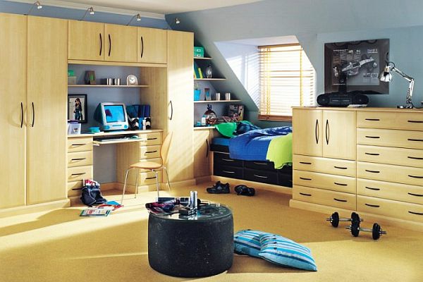 gabinetes de ajuste de color beige-dormitorio juvenil