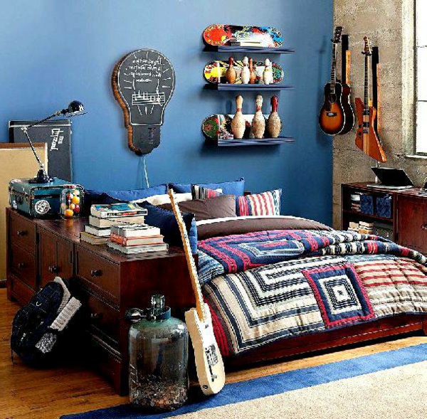 dormitorio juvenil set-azul-pared