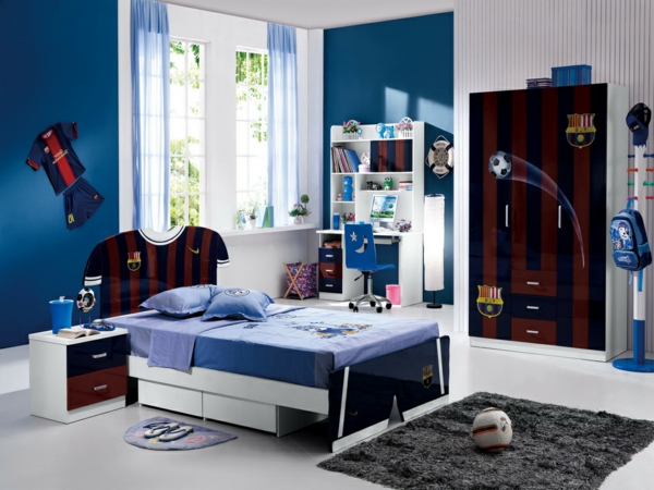 شباب غرفة نوم مجموعة الأزرق تصميم