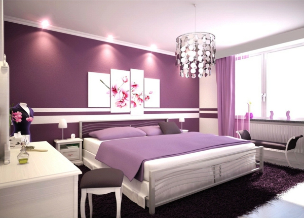غرفة نوم الشباب أنظمة الألوان مجموعة الأرجواني
