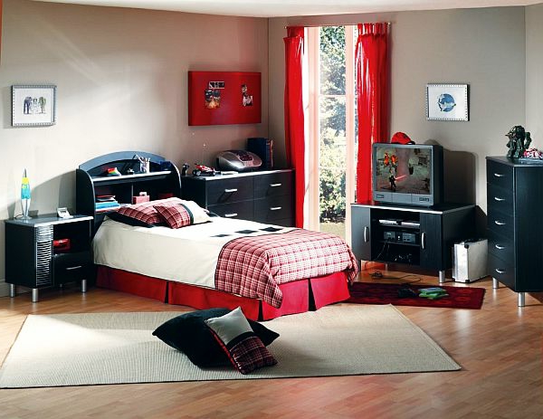 dormitorio juvenil set-rojo-cortina