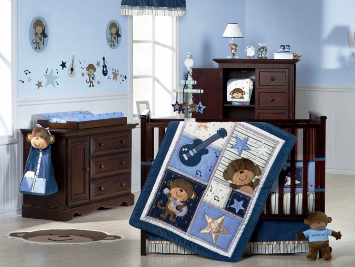 chambre jeune pépinière-design-bébé Wanddeko en bleu