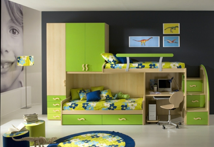 νεαρή δωμάτιο-design-πράσινο-έπιπλα