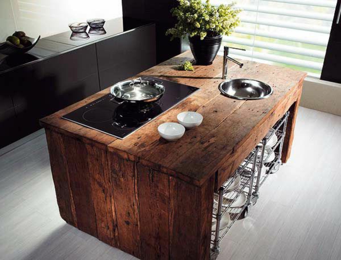 konyha-cum-szakács sziget Wood-design-egy-érdekes-look