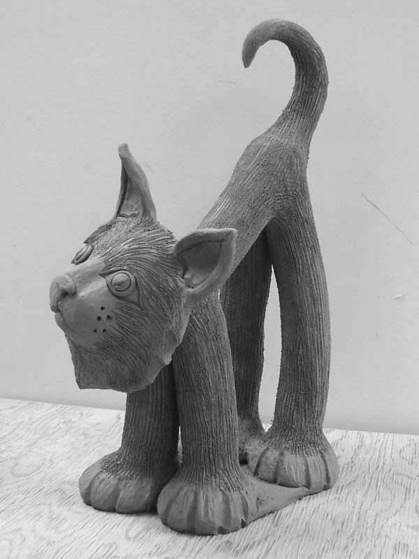 котка фигури-на-керамични сиво