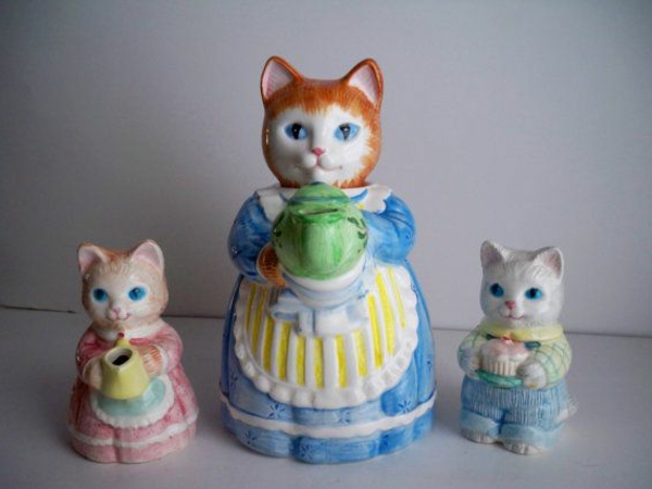 котка фигурки-на-керамичен-майка-и-деца
